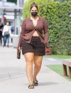 <p>Ashley Graham heads to Soho House in West Hollywood in a brown monochromatic look on Wednesday. </p>