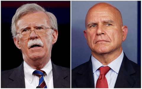 John Bolton, left, and HR McMaster - Credit: REUTERS/Joshua Roberts, Jonathan Ernst