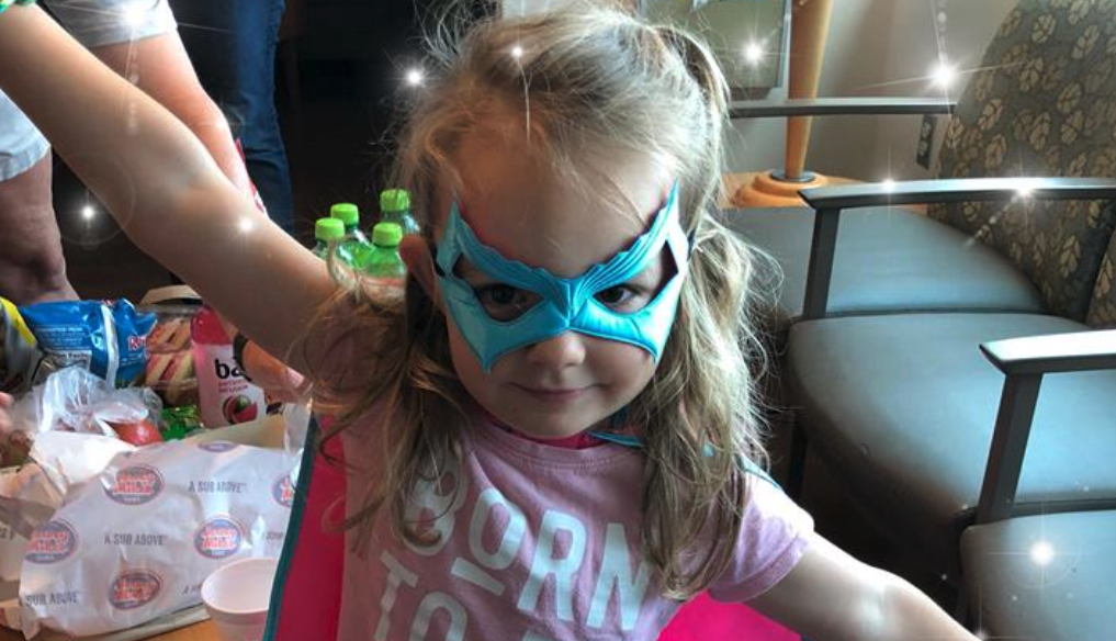 Molly McCabe isn’t just dressed as a superhero; the 3-year-old proved to be one after she saved her dad’s life when he suffered a stroke. (Photo: Devon McCabe via Facebook)