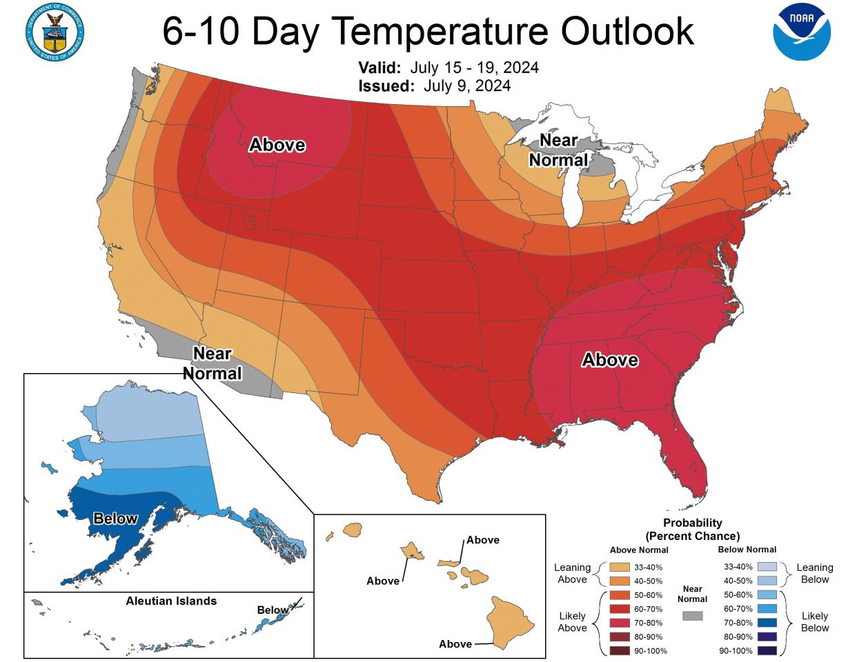 Nearly the entire U.S. is forecast to see above-average temperatures next week.