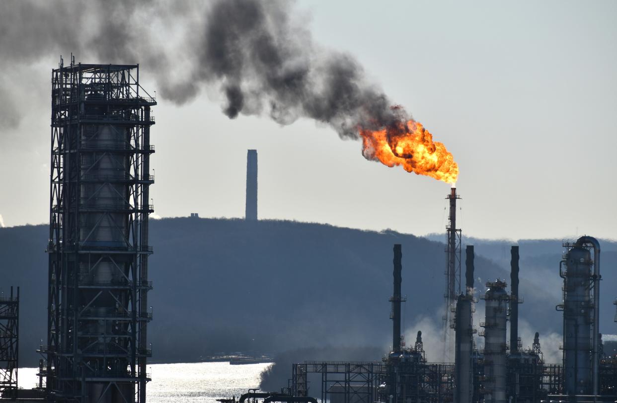 Shell’s elevated flare seen over Potter Township on Feb. 13, 2023.