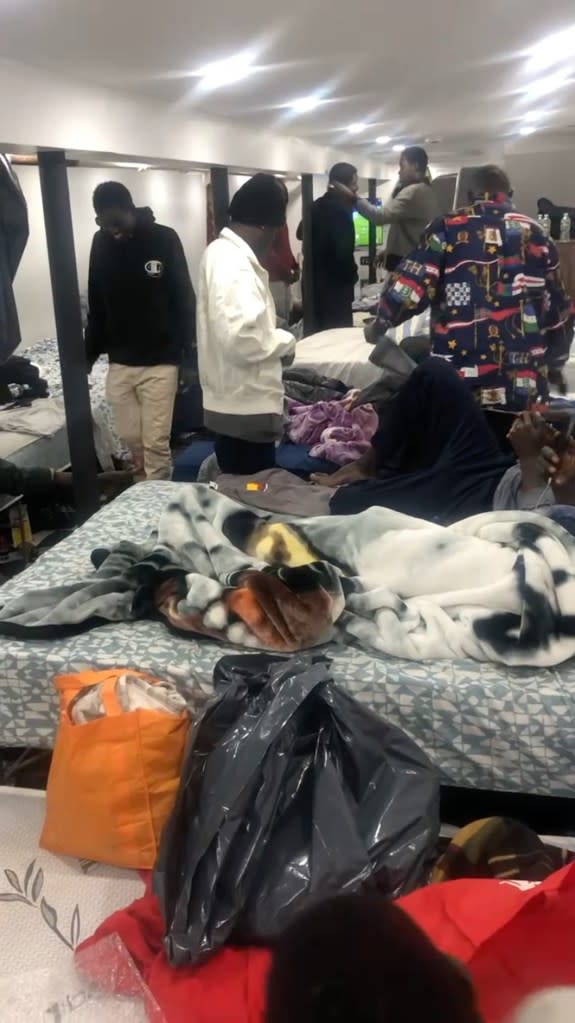 Only half of the migrants can sleep in the basement at one time. Obtained by NY Post