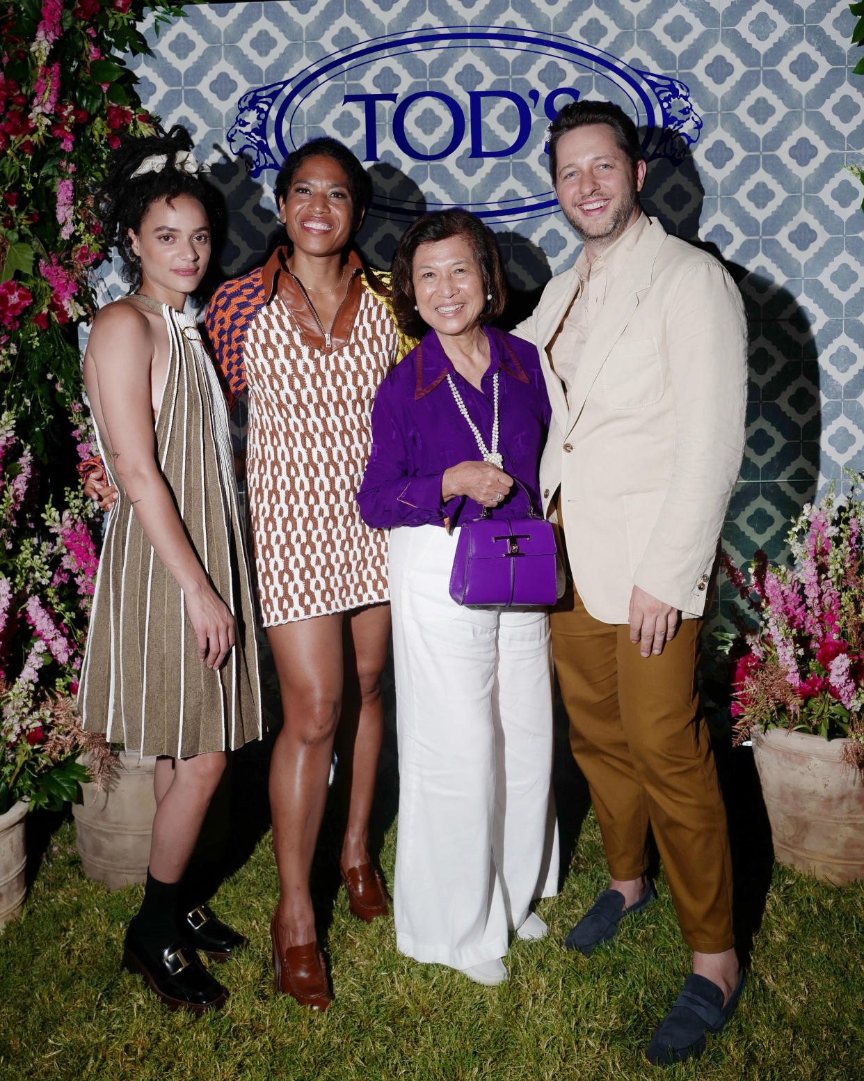 Sasha Lane, Christina Lewis, Loida Lewis and Derek Blasberg at Tod’s East Hampton dinner. - Credit: David Benthal/BFA.com