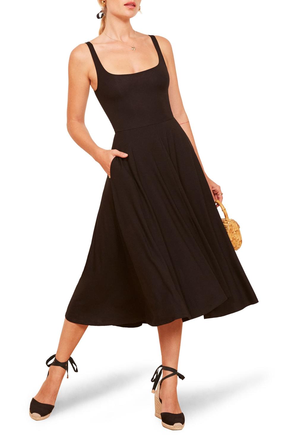 Reformation Rou Midi Fit & Flare Dress. Image via Nordstrom.