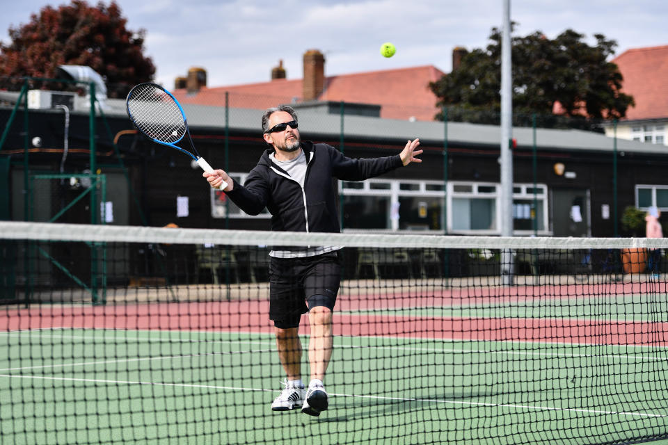 The Spencer Lawn Tennis Club in Wandsworth reopens on the first day of the easing of some lockdown restrictions in England as the UK continues in the eighth week to help curb the spread of the coronavirus.