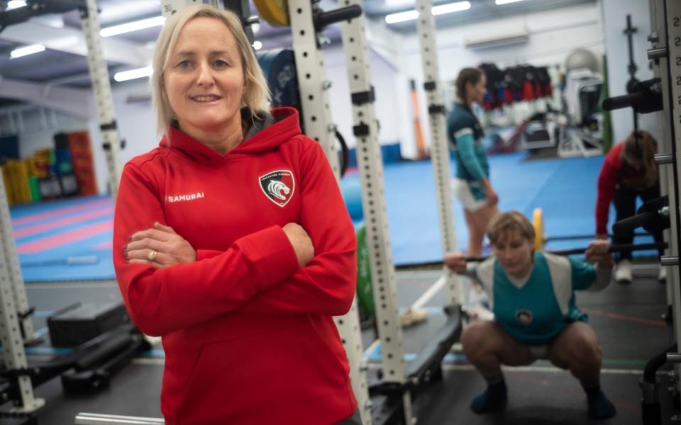 Leicester Tigers women's rugby Team during a training session . Vicky MacQueen Head of Women's Rugby - David Rose