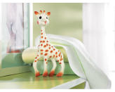 <b>Sophie the Giraffe by Vulli</b><br><br>Born in 1961, her success is legendary in France. Made in the French Alps with natural rubber and paint, Sophie has been safely cuddled and chewed for over 40 years. She is soft, light and easy to grasp and fits perfectly into little hands. Babies especially love her bumpy head to soothe their teething gums. Suggested price $21.99, recommended age birth to 11 months.