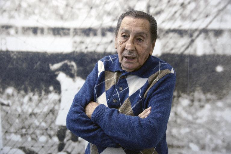 Alcides Ghiggia, former player for the Uruguay national team who won the 1950 World Cup at Maracana stadium in Brazil, in Montevideo on May 14, 2010