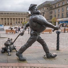 <span class="caption">Desperate Dan, a much-loved character from The Dandy, a comic first published in 1937 by Dundee publishers DC Thomson.</span> <span class="attribution"><a class="link " href="https://www.flickr.com/photos/seapigeon/37459911032/in/pool-dundee/" rel="nofollow noopener" target="_blank" data-ylk="slk:Graeme/Flickr;elm:context_link;itc:0;sec:content-canvas">Graeme/Flickr</a></span>