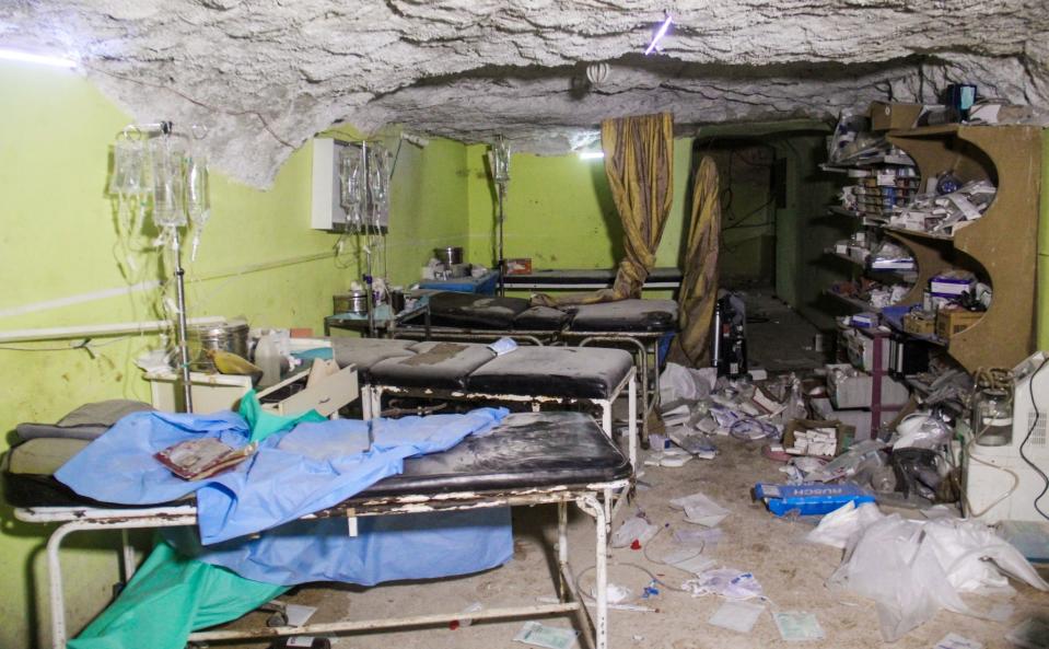 Destruction at a hospital room in Khan Shaykhun, a Syrian rebel-held town, following a suspected toxic gas attack. (Photo: Omar Haj Kadour/AFP/Getty Images)