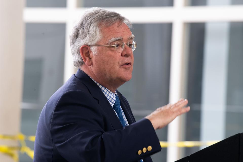  Mayor John Cooper answer questions about the future of Hickory Hollow Mall, in Antioch, ten., which Metro Nashville and Vanderbilt University Medical Center plan to transform the building into a medical and community hubWednesday, March 23, 2022. 
