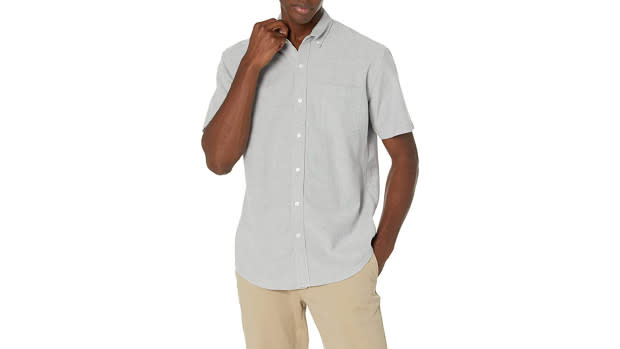 <p><a href="https://www.amazon.com/Amazon-Essentials-Regular-Fit-Short-Sleeve-X-Large/dp/B07F25KYVL?&linkCode=ll1&tag=arena_mj_buttondowns0615-20&linkId=1290373a42a28a396ee2b761ccd1f7be&language=en_US&ref_=as_li_ss_tl" rel="nofollow noopener" target="_blank" data-ylk="slk:Amazon;elm:context_link;itc:0;sec:content-canvas" class="link ">Amazon</a></p>