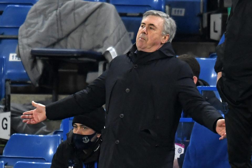 <p>Carlo Ancelotti gestures on the touchline</p> (Getty)