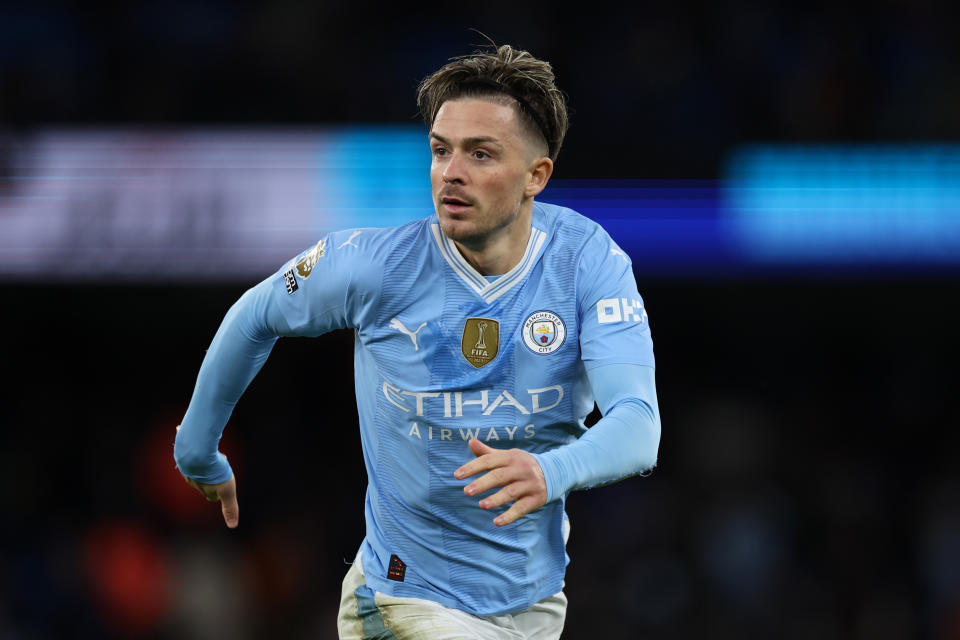 MANCHESTER, ENGLAND - DECEMBER 30: Jack Grealish of Manchester City in action during the Premier League match between Manchester City and Sheffield United at Etihad Stadium on December 30, 2023 in Manchester, England. (Photo by Jan Kruger/Getty Images)