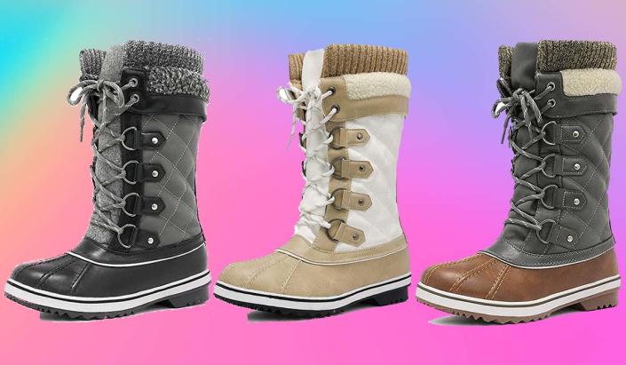 Photos of three different styles of snow boots.