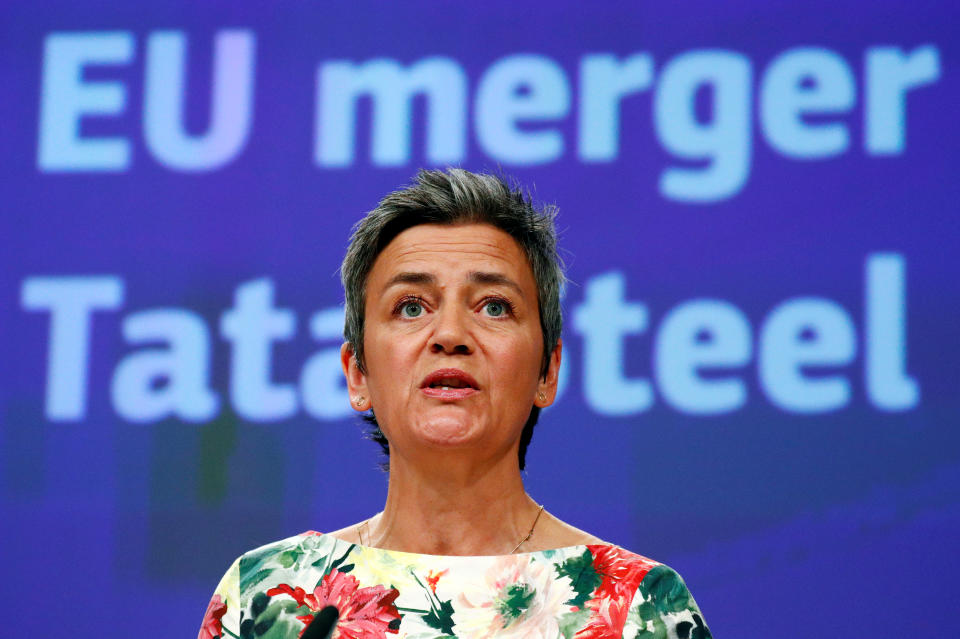 European Competition Commissioner Margrethe Vestager addresses a news conference in Brussels, Belgium June 11, 2019.  REUTERS/Francois Lenoir