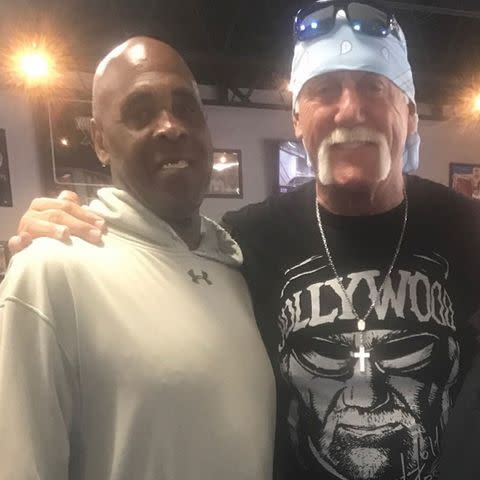 <p>Soul Train Jones aka VIRGIL/Instagram</p> Virgil and Hulk Hogan