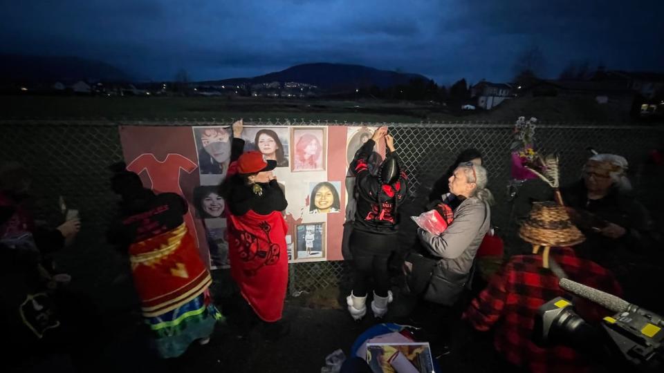 Dozens of people came out to a vigil at the site of Robert Pickton's farm in Port Coquitlam, B.C., on Wednesday to honour the victims of the serial killer and express their opposition to the idea he could apply for day parole.