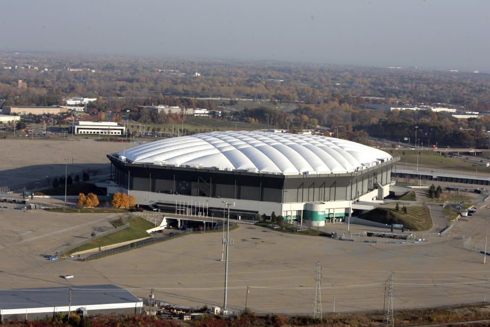 The Silverdome, shown in Pontiac, Mich., is seen in a Nov. 2, 2005 photo. The former home of the Detroit Lions will be sold at auction to the highest bidder _ regardless of the price. (AP Photo/Paul Sancya)