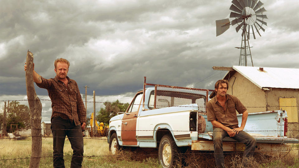 Ben Foster and Chris Pine in HELL OR HIGH WATER, 2016.