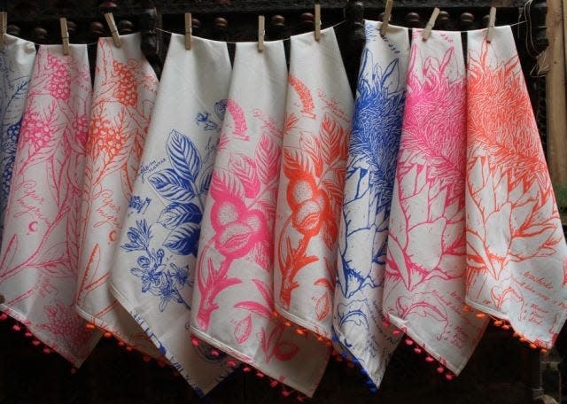 Tea towels at Swoon, the home decor store in Montclair