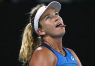 Tennis - Australian Open - Melbourne Park, Melbourne, Australia - 22/1/17 Coco Vandeweghe of the U.S. reacts during her Women's singles fourth round match against Germany's Angelique Kerber. REUTERS/Thomas Peter