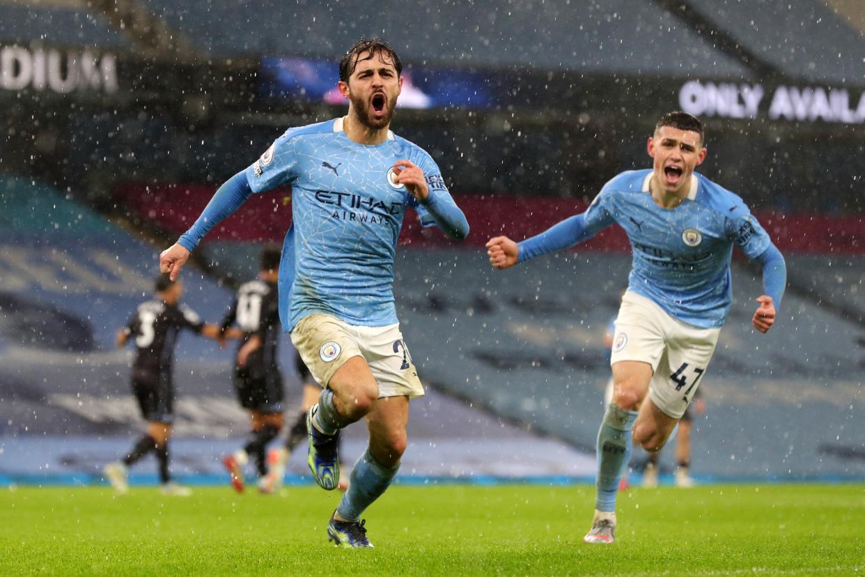 Bernardo Silva celebrates after firing home (Getty)