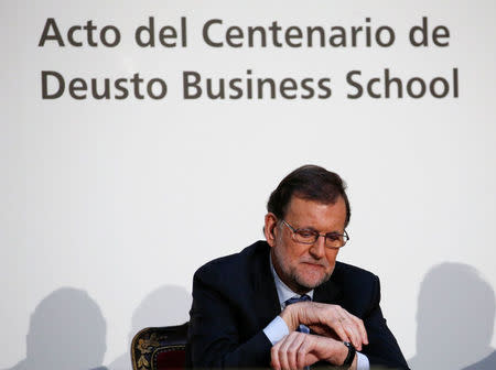 Spanish Prime Minister Mariano Rajoy attends a meeting of the Deusto Business School in Madrid, Spain, November 30, 2016. REUTERS/Juan Medina