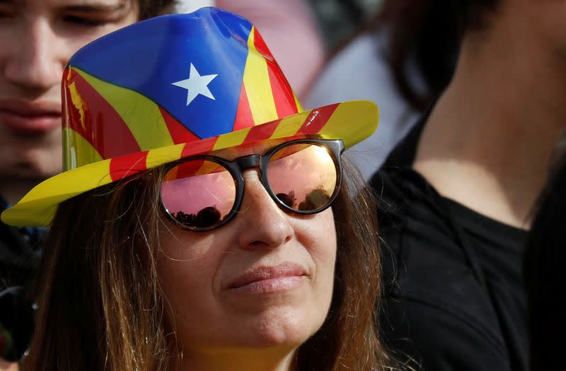 Catalan separatist leader Carles Puigdemont holds a rally in Perpignan