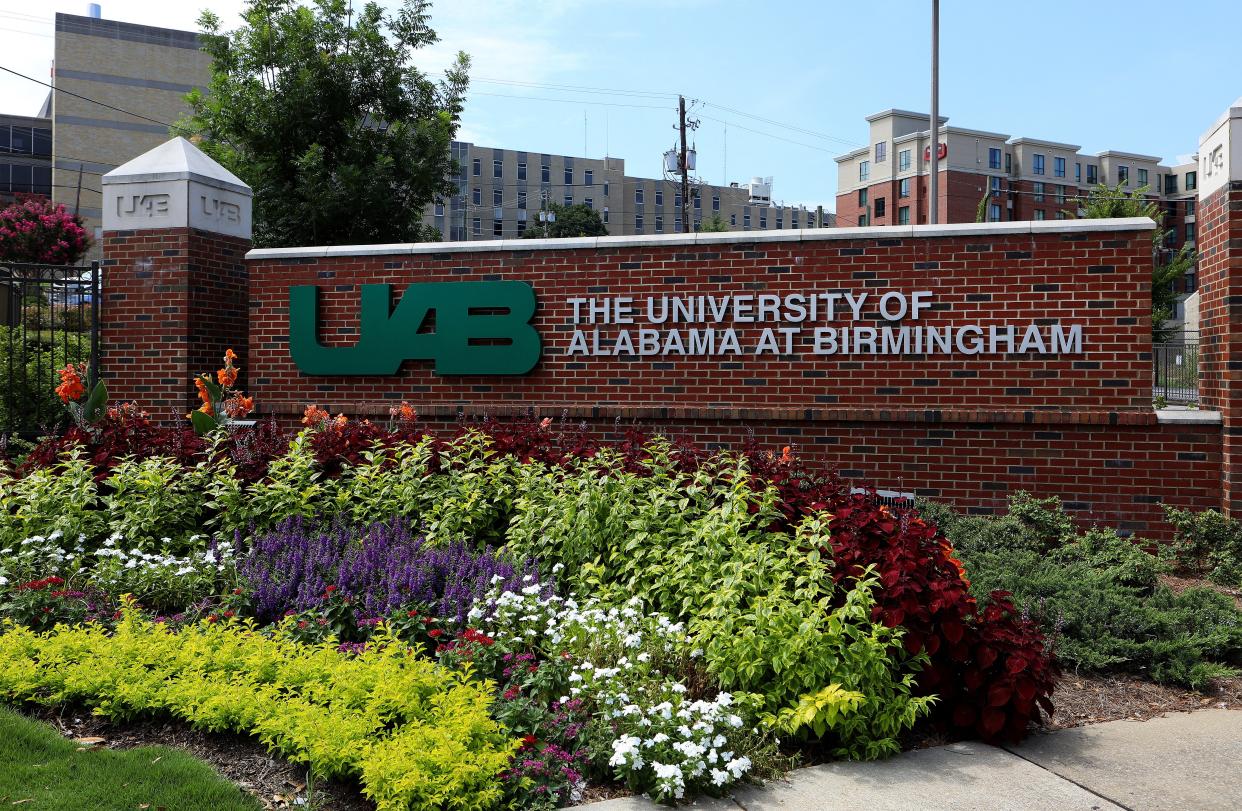 BIRMINGHAM, AL - JULY 07:  The University of Alabama at Birmingham signage in Birmingham, Alabama on July 7, 2018.  (Photo By Raymond Boyd/Getty Images)