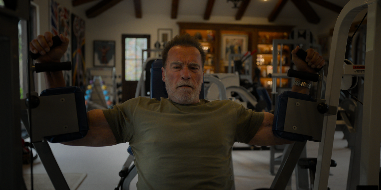In his new three-part Netflix documentary, Arnold Schwarzenegger discusses his relationship with body image and how it impacted his overall wellbeing as bodybuilder champion in the 1960s and '70s, (Credit: Netflix) 