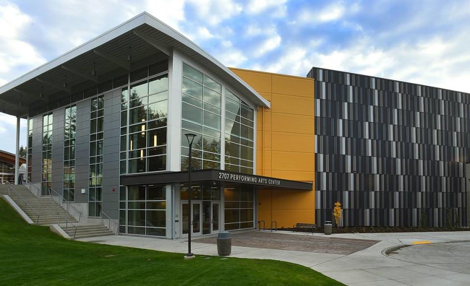 The exterior of Capital High School’s new performing arts center in west Olympia.