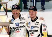 <p>Cause of death: Earnhardt (L) was killed instantly in a crash during the Daytona 500 at Daytona International Speedway. </p>