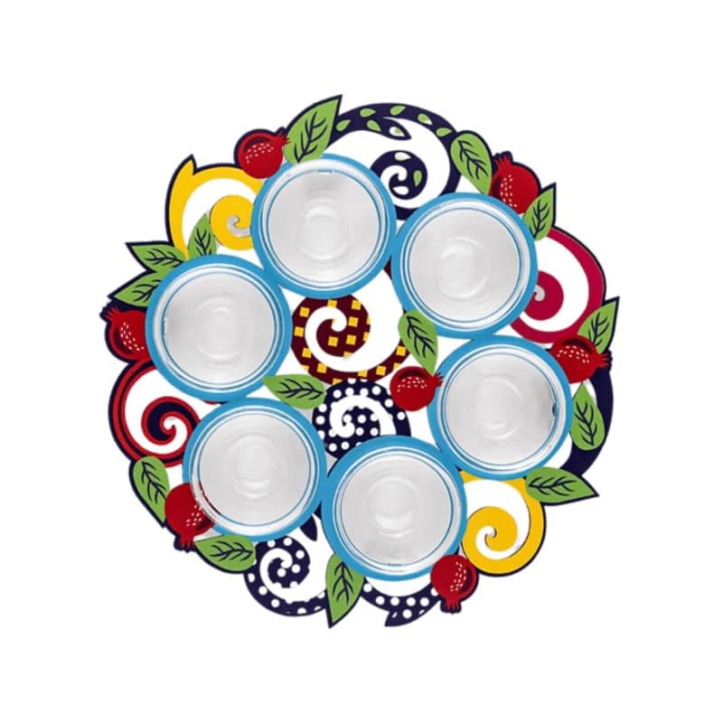 Colorful Pomegranates Seder Plate by Dorit Judaica
