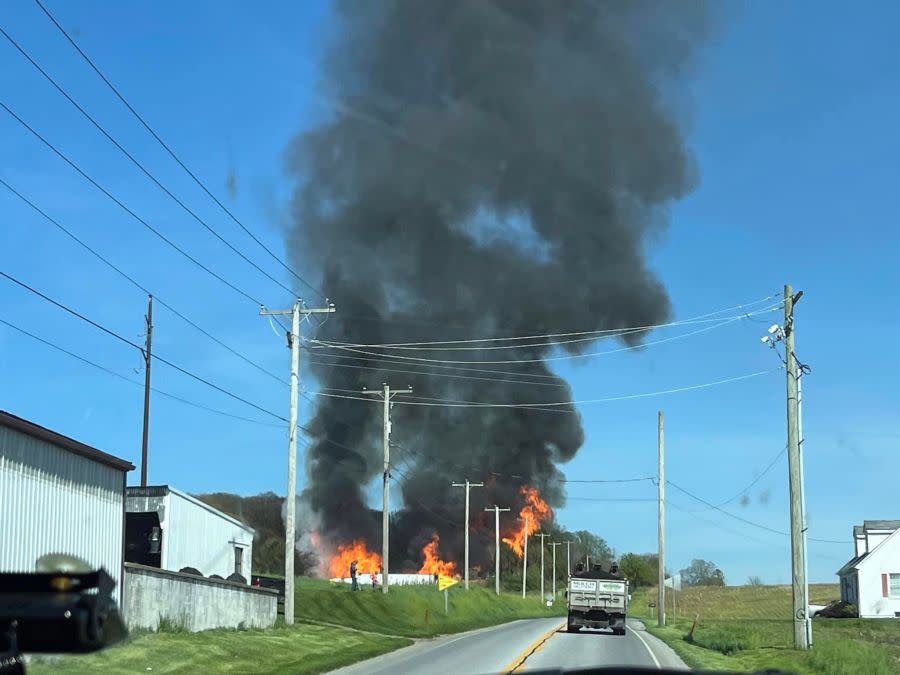 Fire at 900 block of Heights Road, photo via Robert Fulton Fire Company Facebook