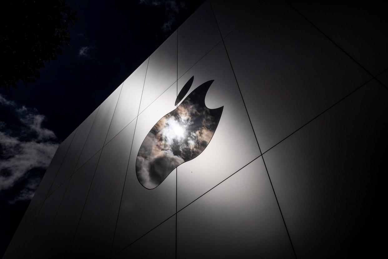 <span>An Apple store in San Francisco, California, in 2021.</span><span>Photograph: David Paul Morris/Bloomberg via Getty Images</span>