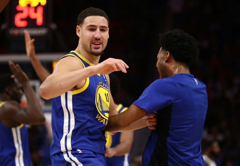 Klay Thompson grabbed 24 points for the Warriors as they edged past the Portland Trail Blazers 111-104 to remain second in the Western Conference standings with a 22-6 record