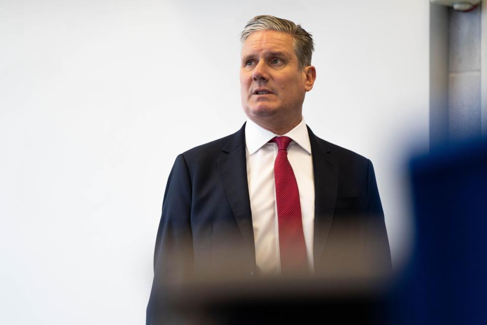 Labour leader Sir Keir Starmer observes a classroom during a visit to Park View School in London, which has been significantly affected by the RAAC crisis. Picture date: Wednesday September 6, 2023.