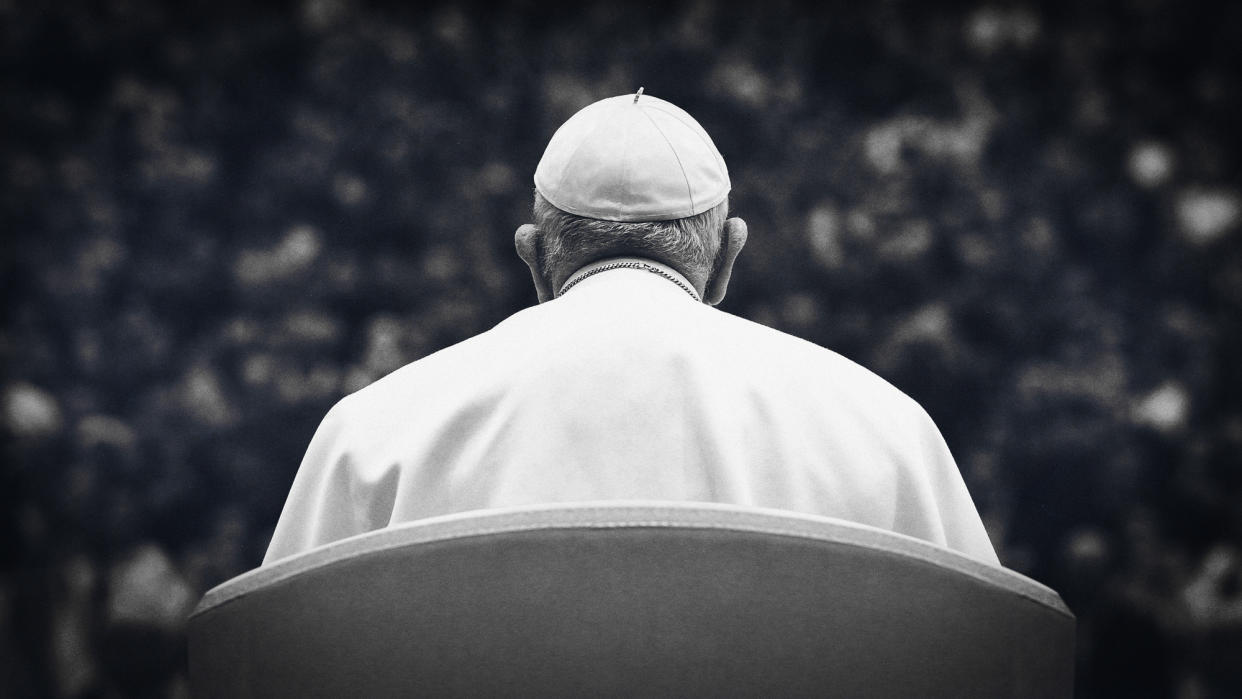  Pope Francis attends his weekly general audience at the Paul VI Hall in Vatican City. 