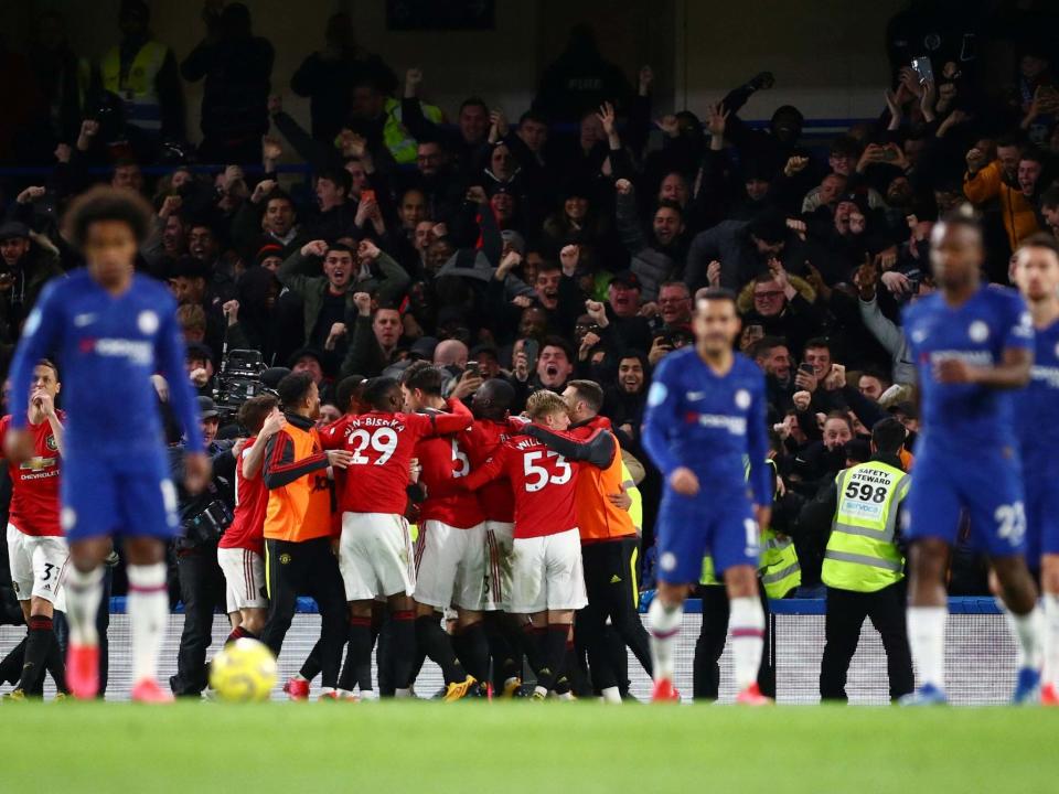 United fans were ejected from Stamford Bridge for alleged homophobic chants: REUTERS