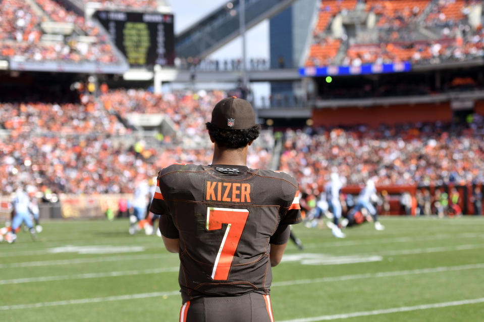 Cleveland Browns quarterback DeShone Kizer was benched in Week 7, but will start in Week 8. (AP)