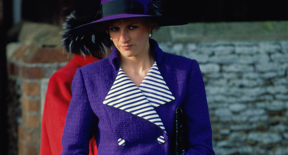 Diana wears purple coat and hat at Sandringham on Christmas Day