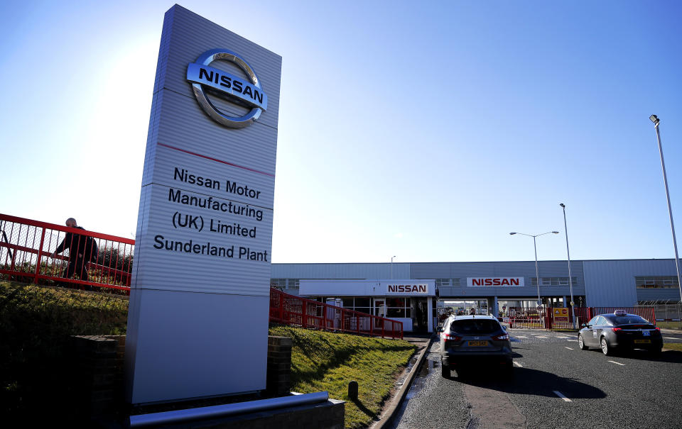 Nissan plant in Sunderland, England, Thursday, March 14, 2019.(AP Photo/Frank Augstein)