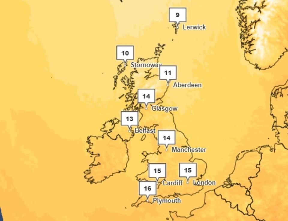 Temperatures will remain the same for Wednesday with a cold breeze coming in on the Atlantic jet stream (Met Office)