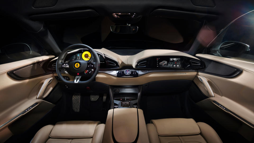 The wraparound dashboard seemingly presents two individual cockpits. - Credit: Ferrari S.p.A.