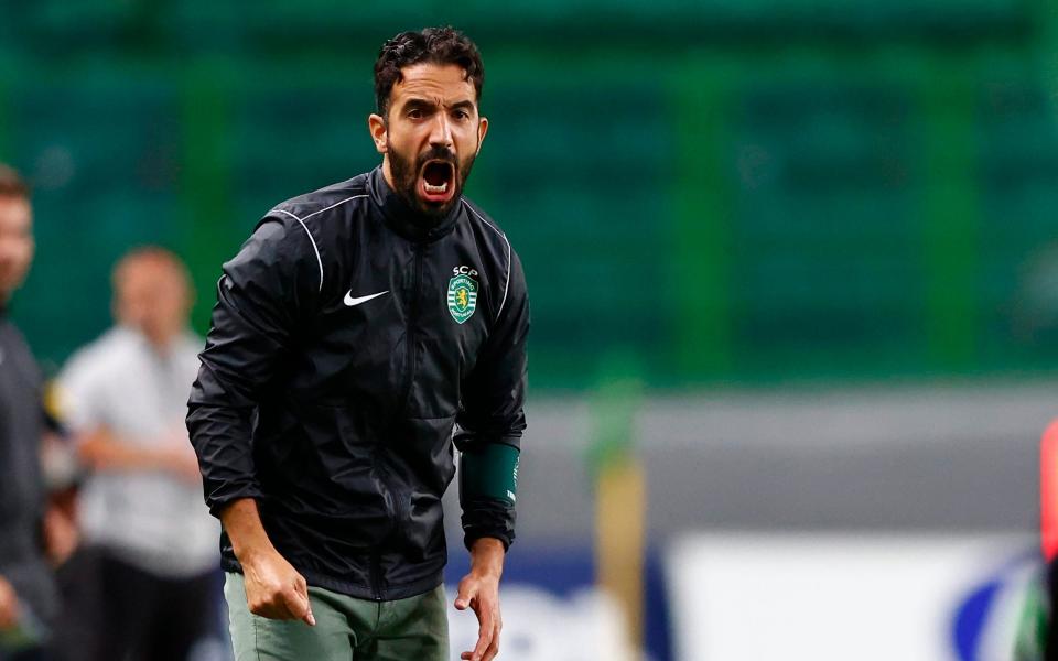 Sporting CP's Ruben Amorim gestures during the Liga Portugal Bwin match between Sporting CP and Casa Pia AC at Estadio Jose Alvalade on October 22, 2022 in Lisbon, Portugal.