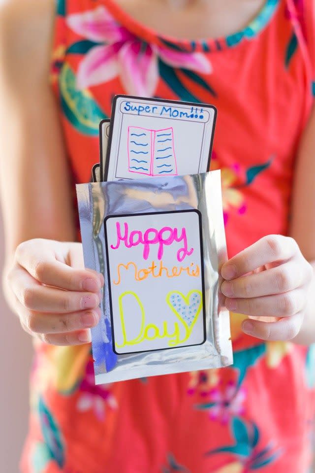 <p>After all the money that she's invested in your baseball and Pokemon cards hobby, she deserves a silver pack of her own, filled with limited edition cards that she wouldn't trade for the world. </p><p><em><a href="https://designimprovised.com/2019/05/mom-week-super-mom-diy-mothers-day-cards.html" rel="nofollow noopener" target="_blank" data-ylk="slk:Get the tutorial at Design Improvised »;elm:context_link;itc:0;sec:content-canvas" class="link ">Get the tutorial at Design Improvised »</a></em></p>