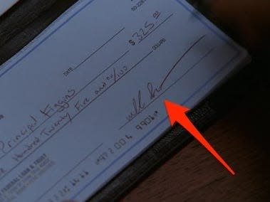 Will's checkbook on "Glee."