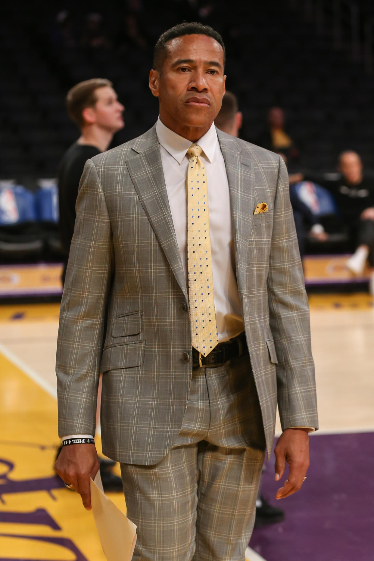 Mark Jones in a suit ahead of a game. 