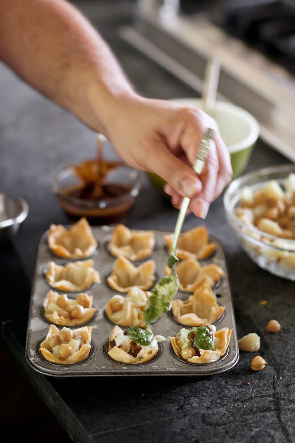 Spicy Chickpea-and-Potato Phyllo Cups